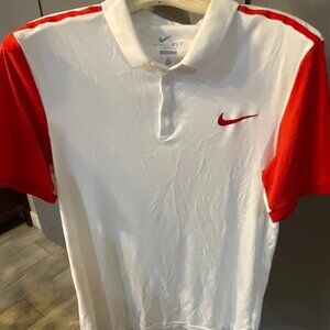 Nike Dri Fit Collared Polo Short Sleeve White Shirt Men's Size Medium